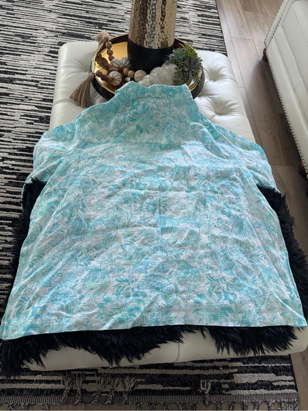 Sigrid Olsen Aqua Floral Tunic Top - Picture 3 of 5